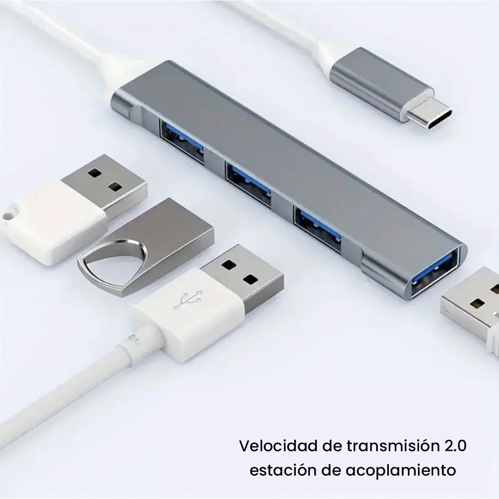 Hub usb tipo C - 4 entradas USB universal de acero inoxidable - Imagen 4