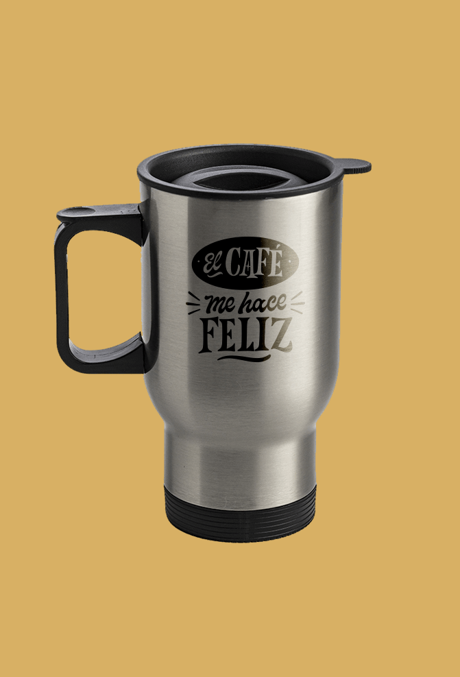 Taza Térmica de acero el café me hace feliz - Imagen 3