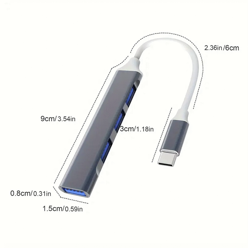 Hub usb tipo C - 4 entradas USB universal de acero inoxidable - Imagen 3