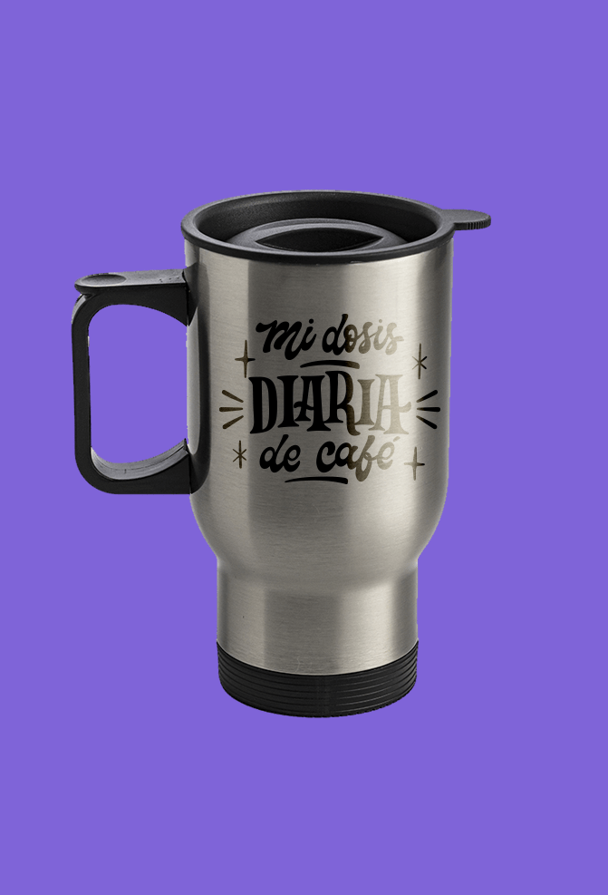 Taza Térmica de acero mis dosis diarias de café