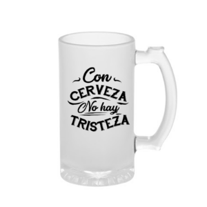 Jarra nevada 16 Onza. Con cerveza no hay tristeza