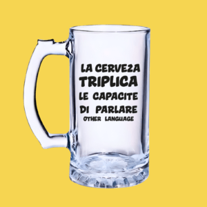 Jarra transparente 16 Onza. La cerveza triplica le capacite di parlare other language