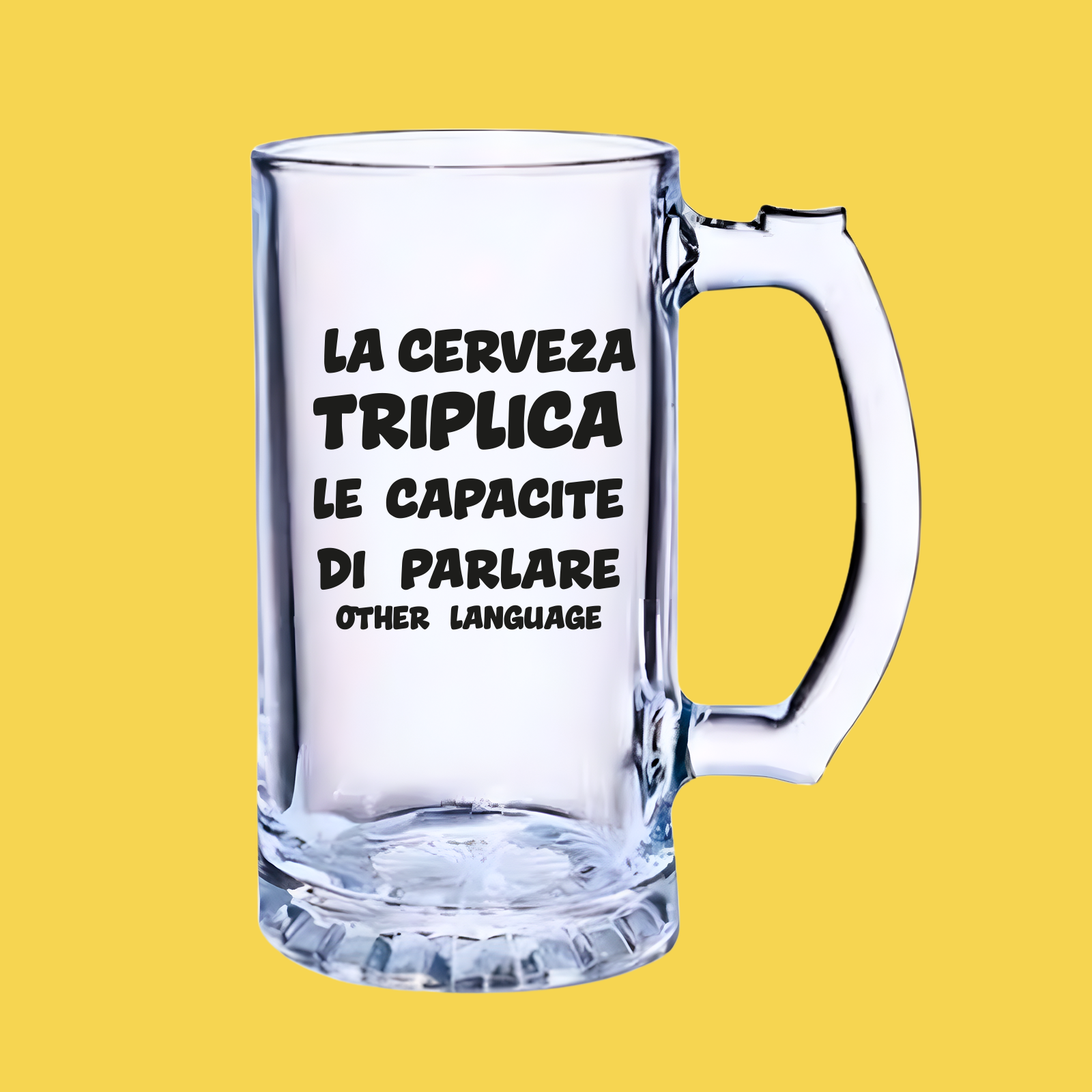Jarra transparente 16 Onza. La cerveza triplica le capacite di parlare other language - Imagen 2